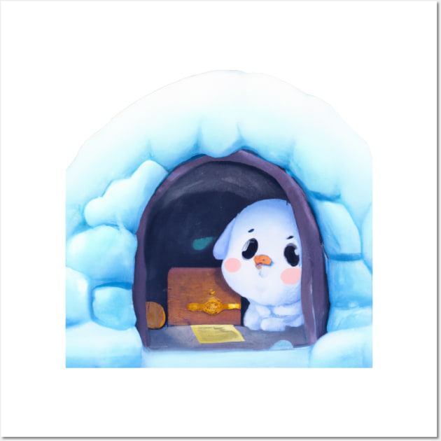 Cute animal in the igloo Wall Art by Just chilling in clouds and staying cool